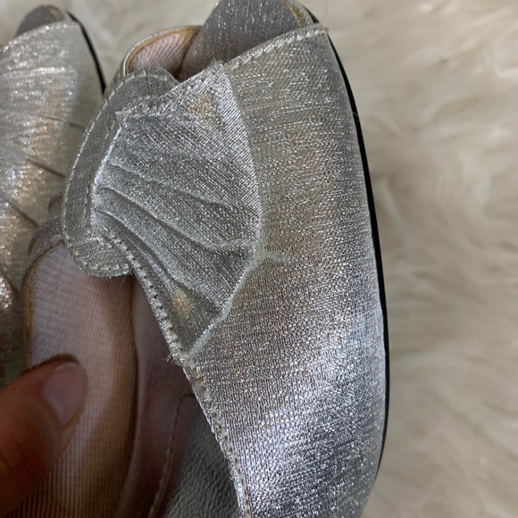 Vintage Hush Puppies heels 80s silver metallic peep toe slingback Size 7 M - Picture 8 of 11